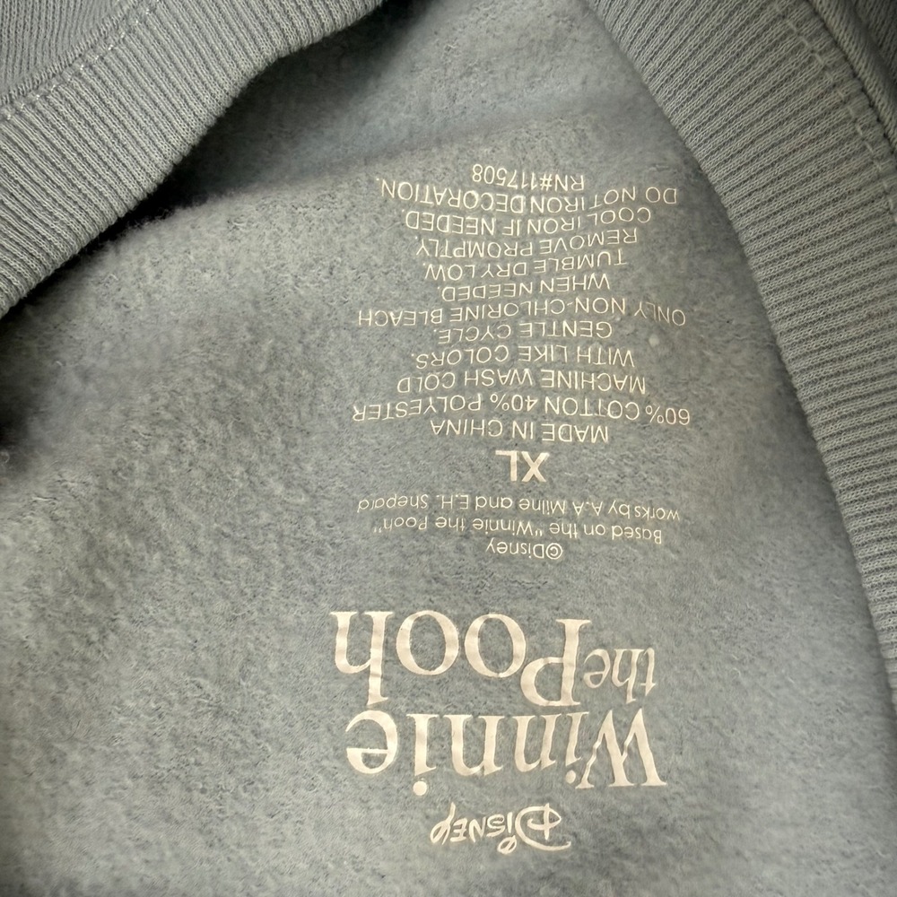 Disney Winnie the Pooh Sweatshirt Unisex XL Blue Cotton Graphic I'll Do It Later - Picture 3 of 3